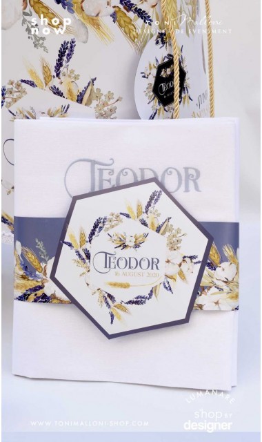 Trusou de botez traditional cu lavanda bumbac si spice de grau 1